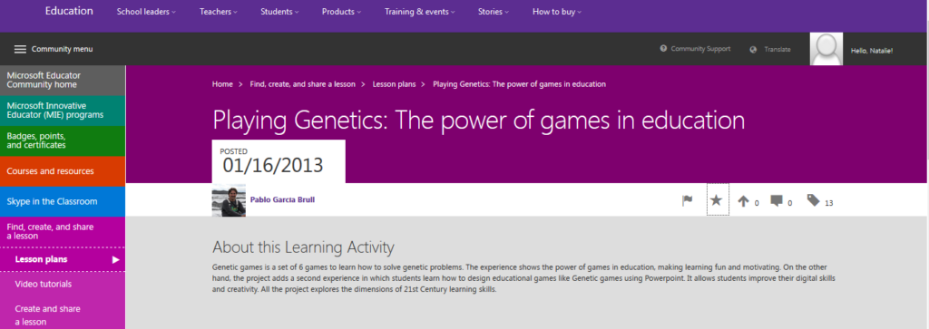 Microsoft Lesson plans Gamification
